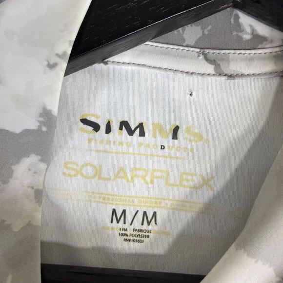 SIMMS Solarflex Performance Fishing Shirt Mens Medium Long Sleeve Gray White UPF - Picture 4 of 6